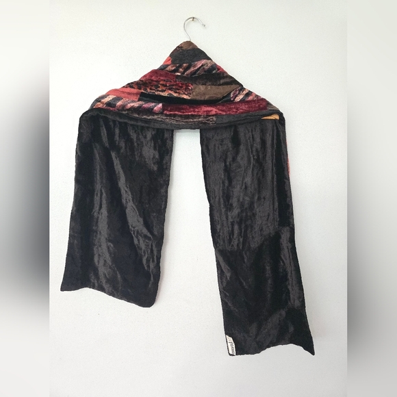 Chico's Rectangle Velvet Scarf Wrap Patchwork Animal Print 9" x 58" Reversible - Picture 3 of 8